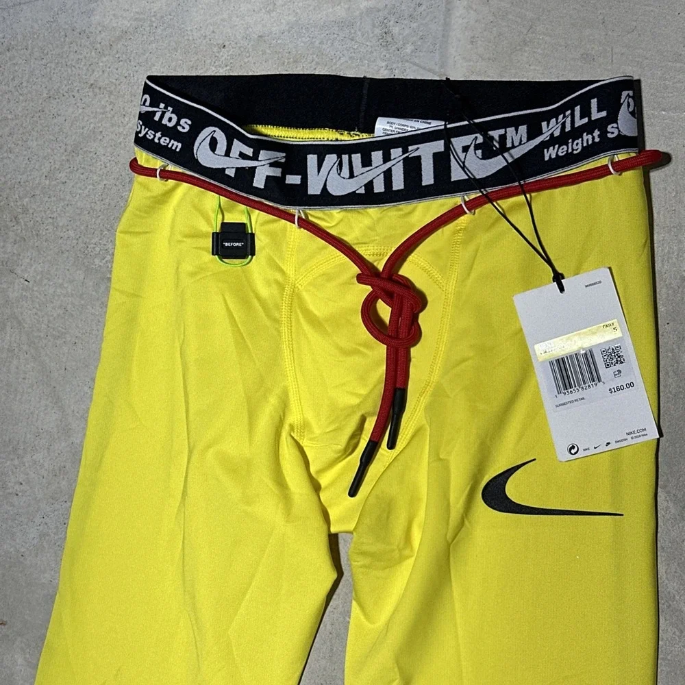 Men's Nike Pro Off-White Tights Opti Yellow Size Small CN5532-731 NWT $160 - Picture 2 of 14